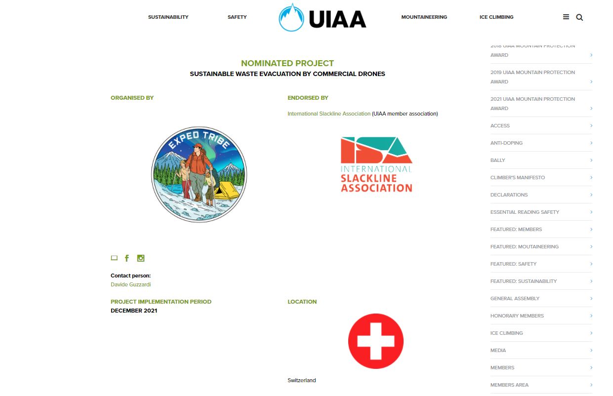 UIAA Website Screenshot